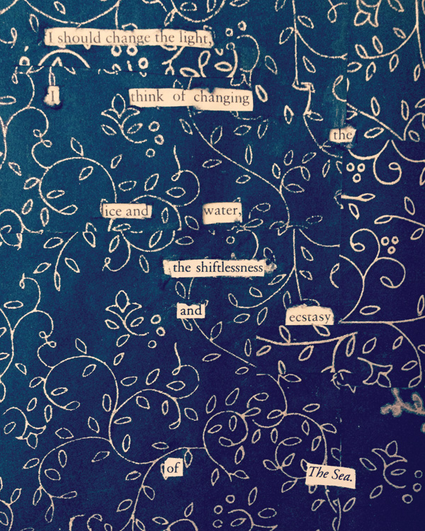 blue wallpaper pattern with text: I should change the light, I think of changing the ice and water, the shiftlessness and ecstasy of The Sea. —Cat to Rat